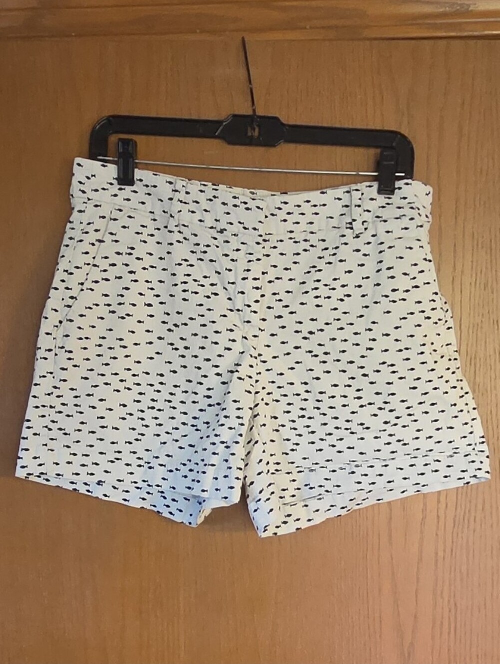 Nautica White Shorts with Navy Blue Fish Printed All Over.  Size 8